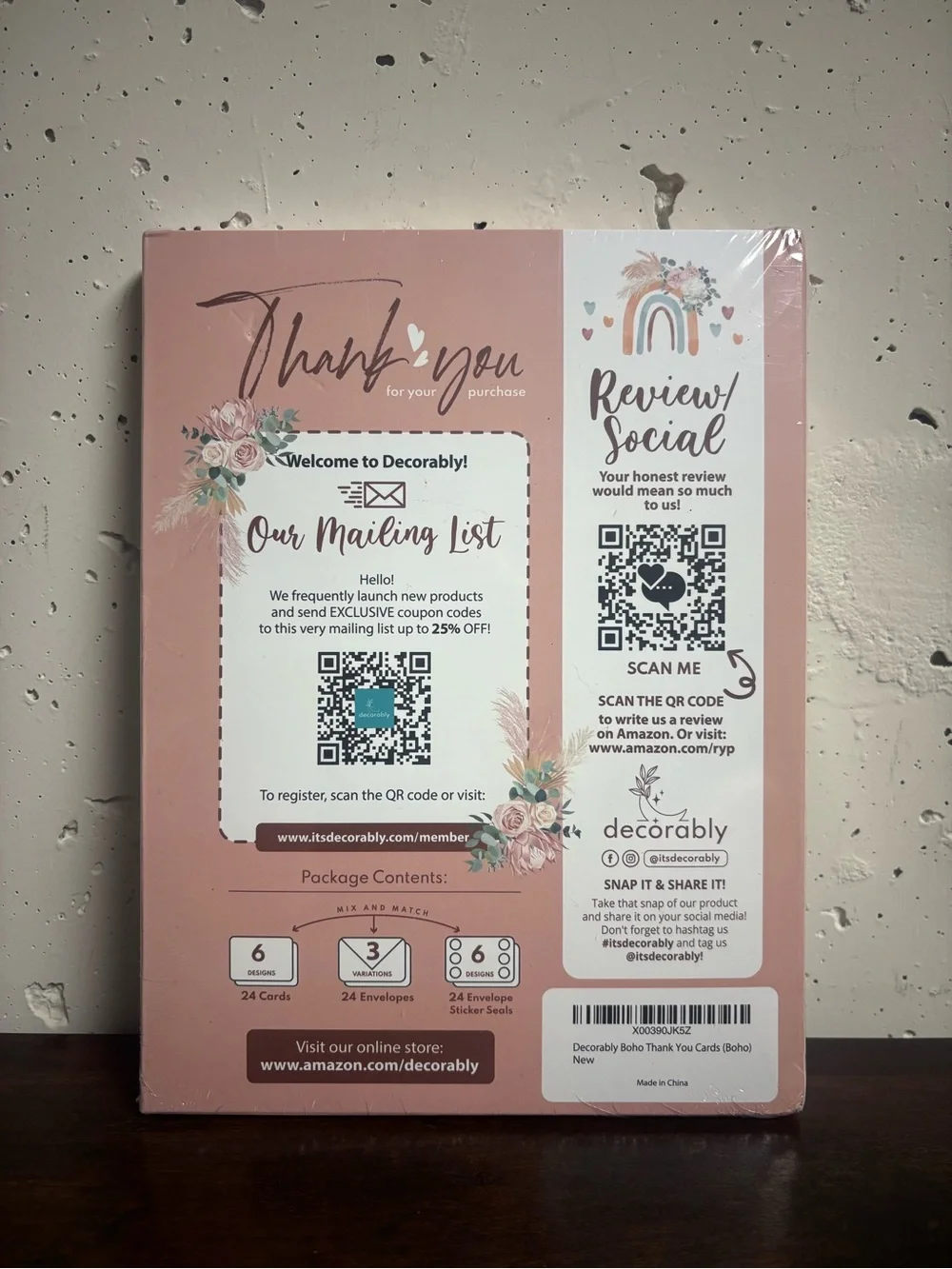 NWT Boho Rainbow Thank You Cards Set 24 Count w Envelopes & Stickers